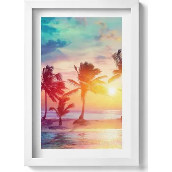 Obraz Dekorativní obraz v rámu do obýváku Palmy Miami při východu slunce 20x30 cm