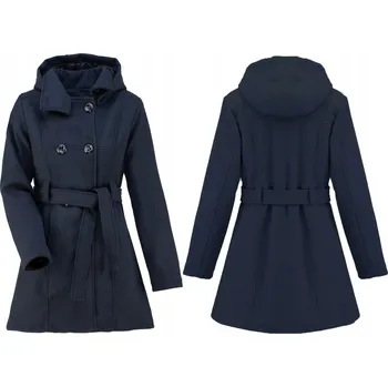 Dámský kabát Soprato dámský kabát modrý klasický s kapucí dámský kabát s páskem přechodný italský velikost S
