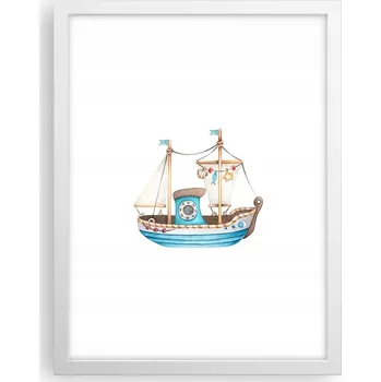 Obraz Obraz plakát v bílém rámu do obýváku 30x40 loď foto plakáty na zeď