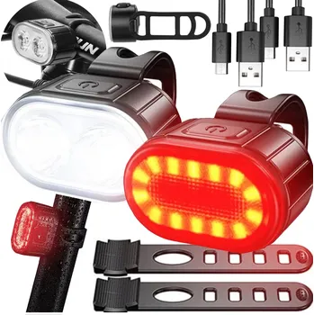 Cyklosvítilna Sada cyklistických světel Lewer s akumulátorem, černá, LED, 800 lm