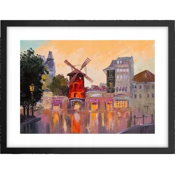 Obraz Obraz plakát v černém rámu do obýváku 40x30 Paříž foto plakáty na zeď