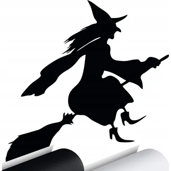 Samolepicí dekorace na vozidlo ČARODĚJNICE NA KOŠTĚTI STARÁ samolepka AUTO 15X15cm