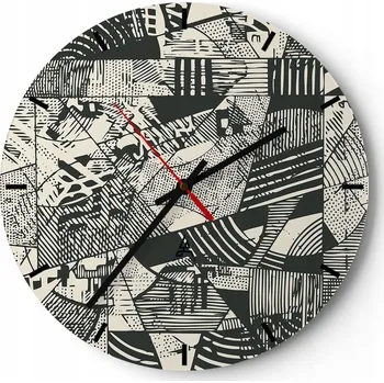 Hodiny Velké nástěnné hodiny 40x40 Abstrakce Skleněné hodiny Kulatý Tiché