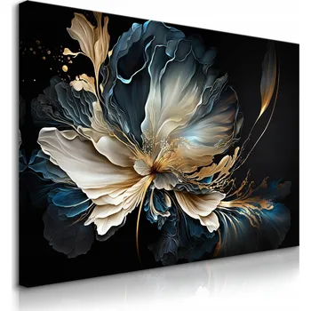 Obraz OBRAZ NA PLÁTNĚ DO OBÝVACÍHO POKOJE KVĚTINY STYL GLAMOUR ABSTRAKCE AKVARELY 100x70