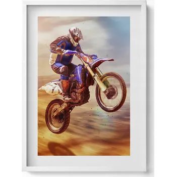 Obraz Dekorativní nástěnný obraz do obýváku kuchyně Motorkář v poušti 50x70 cm