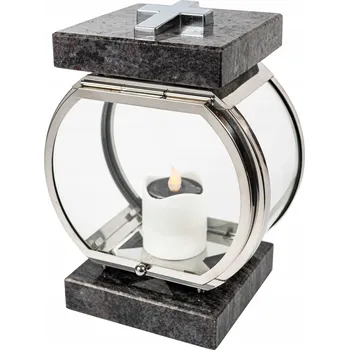 Svíčka Hřbitovní Svíčka na hrob Exluzivní HYBRID stříbrný ocel+granit Orion (fialový)