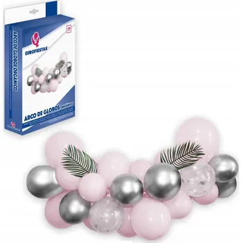 Sada Girlanda stříbrno-růžová 30ks + Palmy