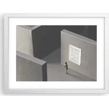 Obraz Obraz plakát v bílém rámu do obýváku 40x30 labyrint foto plakáty na zeď