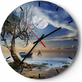 Hodiny Velké nástěnné hodiny 40x40 Krajina Skleněné hodiny Kulatý Tiché