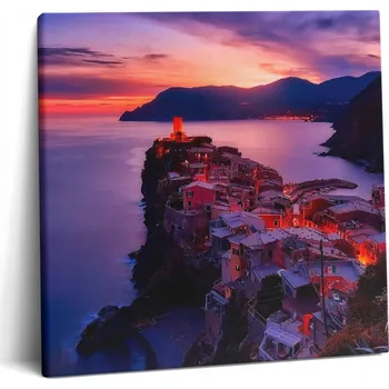 Obraz Obraz Na Plátně K Zavěšení Do Posilovny Přímořské Městečko Večer