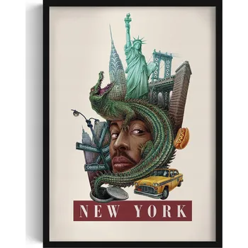 Obraz Obraz na zeď Retro styl New York Socha Svobody Brooklynský most 50x70 cm