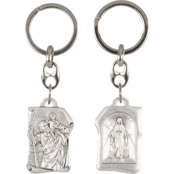 Přívěsek Na Klíče se svatým Kryštofem a zázračným medailonem.
