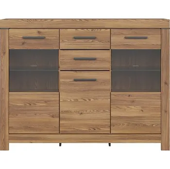 Ložnice BRW BALIN KOM1D2W2S vitrína, modřín sibiu zlatý