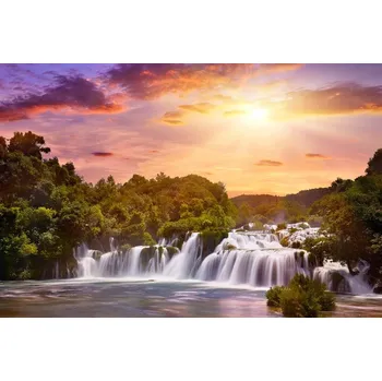 Obraz Obraz Na Plátně Západ Slunce Nad Chorvatským Vodopádem 90x60