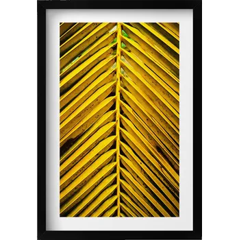 Obraz Moderní nástěnná dekorace obraz v černém rámu Listy rostliny 40x60 cm