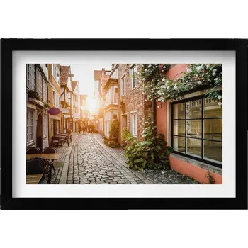 Obraz Dekorace obraz s grafikou v krásném rámu Italská ulice mezi budovami 30x20 cm