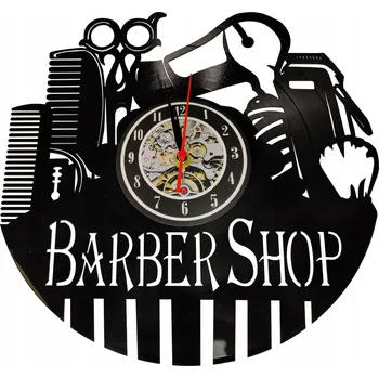 Hodiny Nástěnné hodiny do holičství - vinylová deska