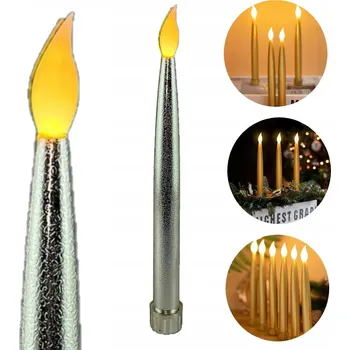 Svíčka Stolní svíčka LED Stříbrná svíčka na baterie vysoká dlouhá 19 cm 1  stříbrná