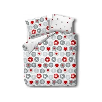 Povlečení Sada povlečení bavlněný satén Vánoce 160x200 hvězdičky sobi 31491