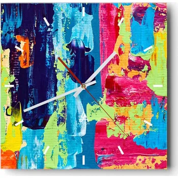 Hodiny Velké nástěnné hodiny 40x40 Abstrakce Skleněné tiché hodiny