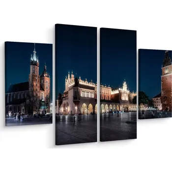Obraz Čtyřdílný obraz Kostel Krakov v noci 3D 80x60