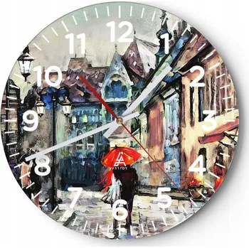 Hodiny Nástěnné hodiny do obýváku 40x40 Město Kulatý Hodiny na skle Loft Tiché