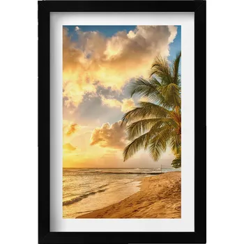 Obraz Obraz dekorace na zeď Pláž s palmami a moře při západu slunce 20x30 cm