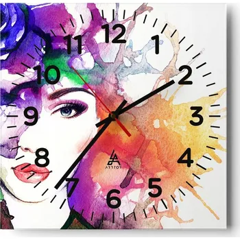 Hodiny Kuchyňské nástěnné hodiny 30x30 Žena Skleněné hodiny do obýváku Moderní Tiché