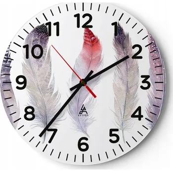 Hodiny Kuchyňské nástěnné hodiny 30x30 Ptačí Pírko Moderní skleněné hodiny Tiché
