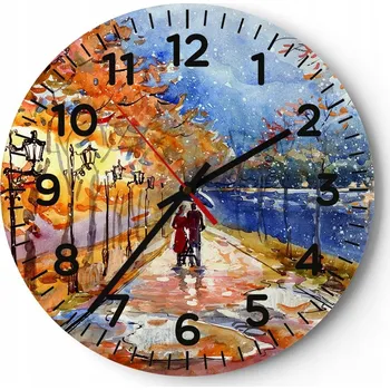 Hodiny Nástěnné hodiny do obýváku 40x40 Krajina Kulatý Skleněné hodiny Loft Tiché