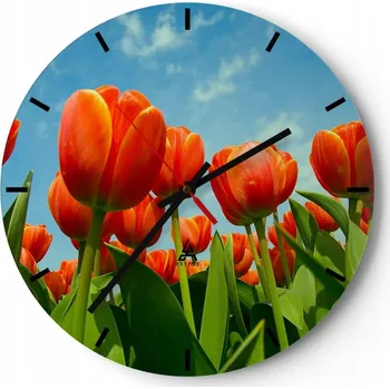 Hodiny Nástěnné hodiny do kuchyně 30x30 Květiny Skleněné hodiny do obýváku Loft Tiché