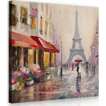 Obraz OBRAZ NA PLÁTNĚ CANVAS 80x80 PAŘÍŽ ULICE PROCHÁZKA