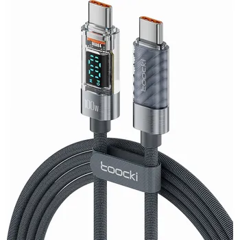 Datový kabel Kabel Toocki USB-C - USB-C 2 m šedý