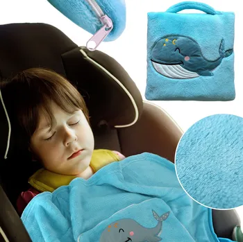 Dětská deka DEKA PRO DĚTI 100x75 DĚTSKÁ DEKA 2v1 POLŠTÁŘ DO LETADLA AUTA