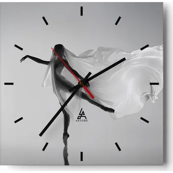 Hodiny Velké nástěnné hodiny na zeď 40x40 Žena Skleněné hodiny Čtvercové Tiché