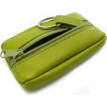 Arwel Světle zelená kožená klíčenka se zipovou kapsou