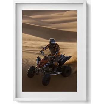 Obraz Dekorativní obraz v rámu do obýváku Jízda na čtyřkolce pouští 50x70 cm