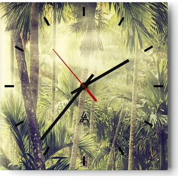 Hodiny Nástěnné hodiny do kuchyně 30x30 Krajina Stylové hodiny na skle Loft Tiché