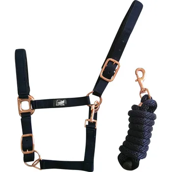 Nylonová ohlávka Supreme Rose Gold, Cob, tmavě modrá