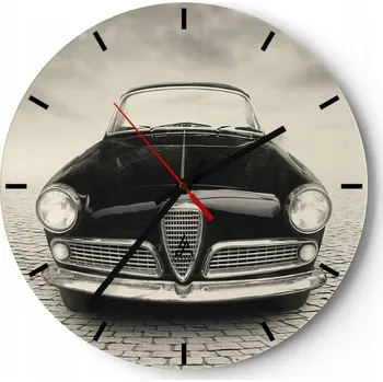 Hodiny Velké nástěnné hodiny na zeď 40x40 Auto Skleněné hodiny Kulatý Tiché