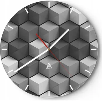 Hodiny Nástěnné hodiny do kuchyně 30x30 3D Skleněné hodiny do obýváku Loft Tiché