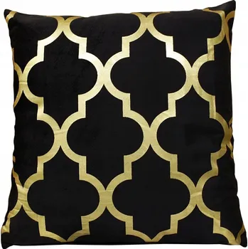 Polštář POVLAK s vložkou ČERNÝ SAMETOVÝ POLŠTÁŘ 40x40 Marocký zlatý jetel