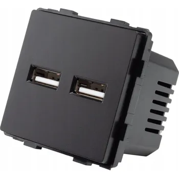 Elektrická zásuvka Zásuvka Nabíječka Port USB 2x3.1A Černý Modul do Rámečků LUUNA