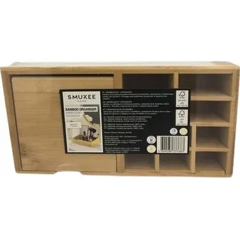Organizér na kosmetiku Smukee Bambusový organizér s zrcátkem na kosmetiku