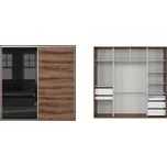 BRW FLEX šatní skříň 220/8, dub monastery/černý lesk