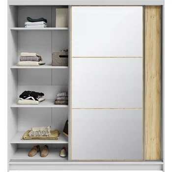Šatní skříň Skříň Eurotel DENVER 200 x 218 x 60,3 cm bílá, dub craft