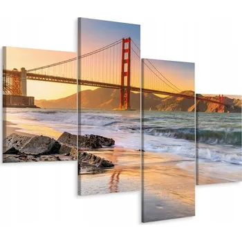 Obraz Obraz MOST Golden Gate Pláž 3D 4 Díly 80x50