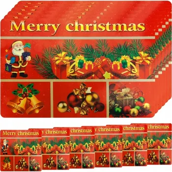 prostírání VÁNOČNÍ PROSTÍRÁNÍ NA STŮL 12 KS PVC DEKORATIVNÍ VODOODPUDIVÁ PODLOŽKA