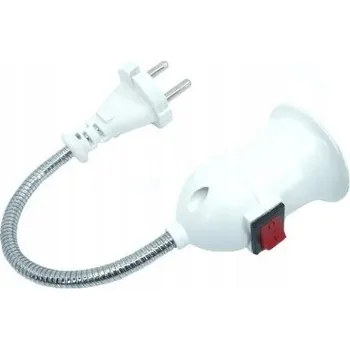 Lampička Lampička adaptér zásuvky žárovky E27 - zástrčka 230V s vypínačem flexibilní bílá