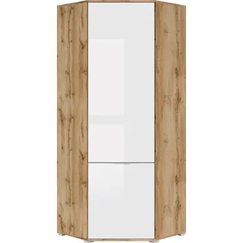 Šatní skříň BRW Zele Šatní skříň SZFN1D, dub wotan/bílý lesk